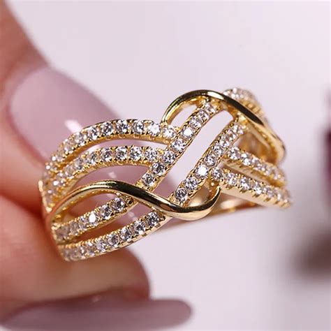 Huitan Hot Trendy Cross Rings Women Wedding Bands Accessories With