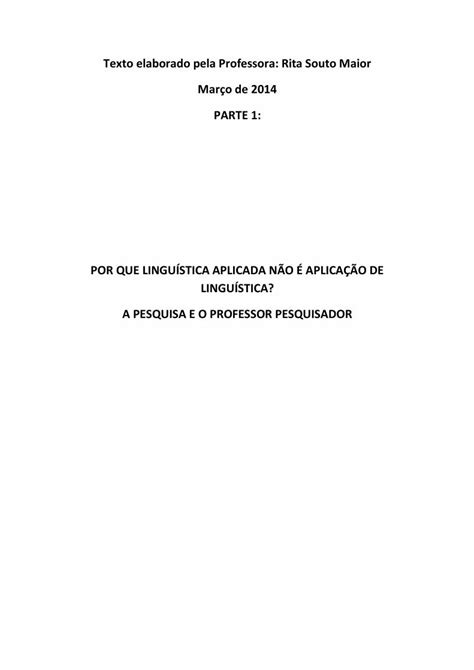 Pdf Parte Lingu Stica Aplicada E Professor Pesquisador Dokumen Tips