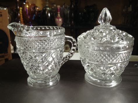 Diamond Cut Crystal Sugar Creamer Set Haute Juice