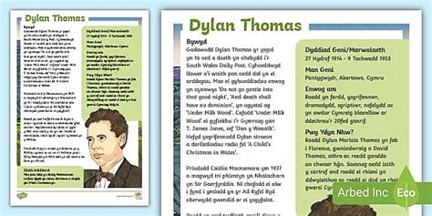 Ffeil Ffeithiau Dylan Thomas L Enseignant A Fait Twinkl