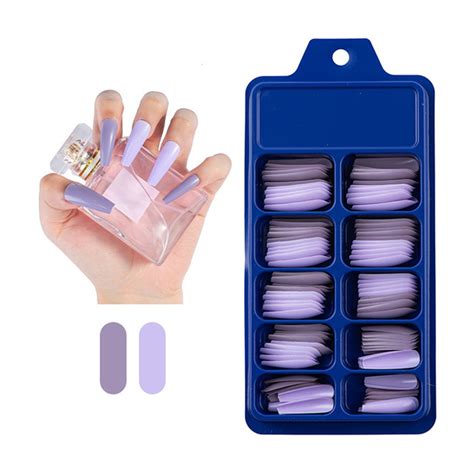 Zhiyu 100pcs Long Fake Nails Full Cover False Nail Coffin Tips