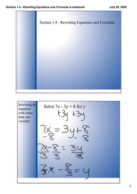 Section 14 Rewriting Equations And Formulas A Pdf