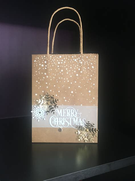 Christmas Paper Gift Bag with Snowflake Design