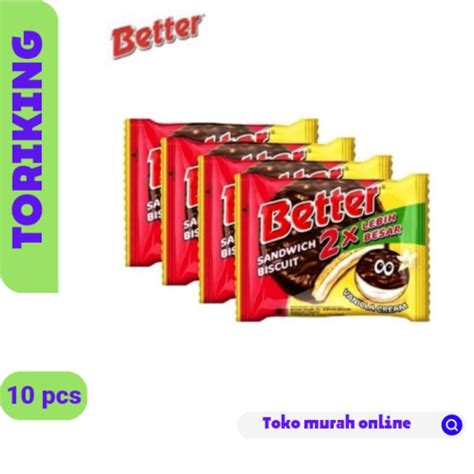 Jual Better Sandwich Coklat 1 Renceng Isi 10 Pcs 22gr Shopee Indonesia