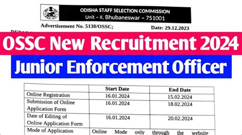 OSSC Junior Enforcement Officer Recruitment 2023 OSSC New Recruitment