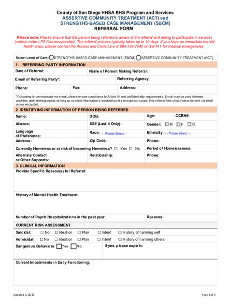 Fillable Online CM ACT Referral Form Electronic Fill 1 13 15 Pdf Fax