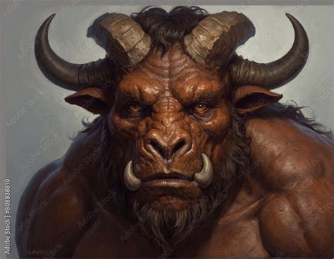 The Ancient Greek Mythological Character Minotaur Is A Half Man Half