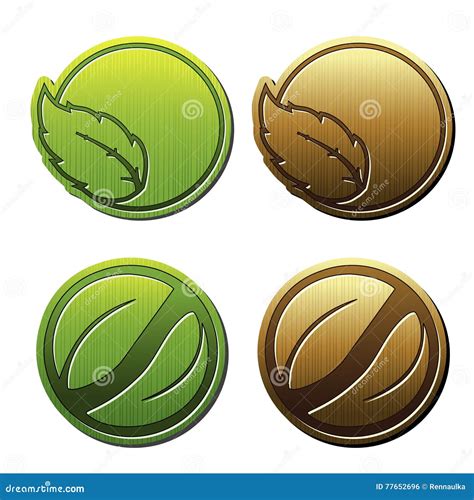 Natural Symbols Nature Bio Icon With Leaf Circular Sticker For Eco