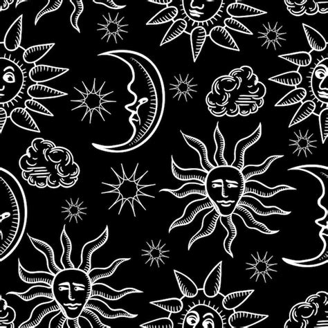 Premium Vector Seamless Pattern With Celestial Bodies The Sun The