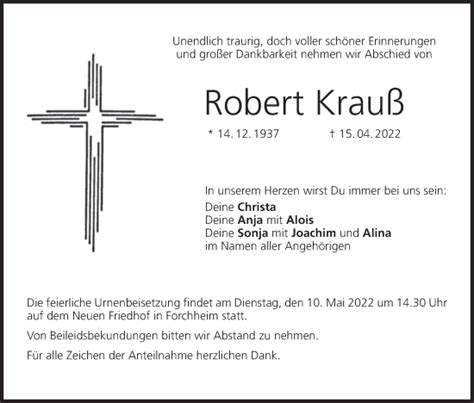 Robert Krauß Traueranzeige trauer inFranken de