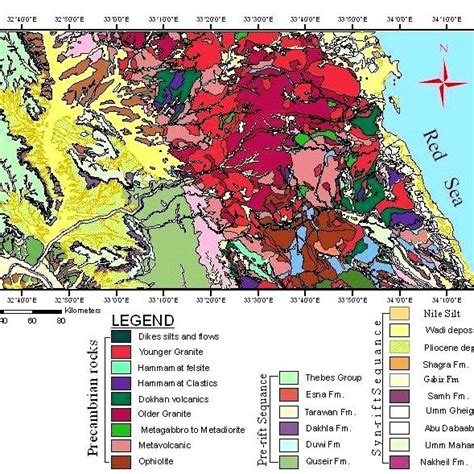 geological map showing  distribution    rock units