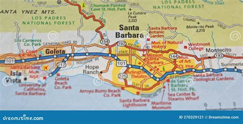 Map Image Of Santa Barbara California Stock Image Image Of Historic Interstates 270329121