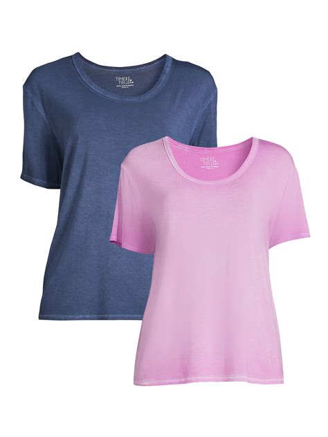 Time And Tru Womens Washed Scoop Neck T Shirt 2 Pack Sizes Xs Xxxl