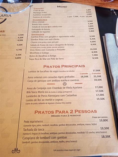 Menu Em Tasca Maria Comida Caseira Pub Bar Figueira Da Foz