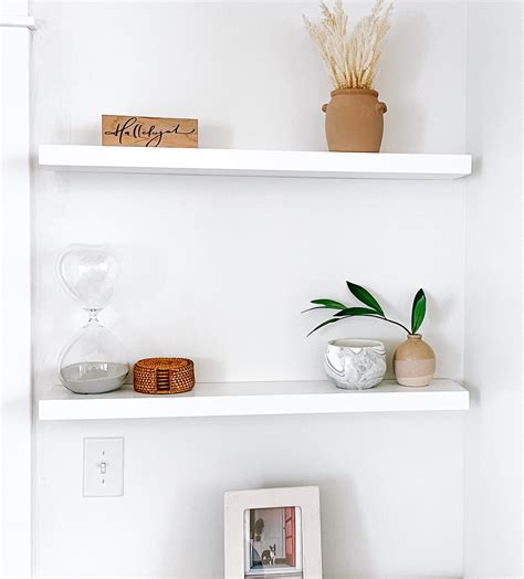 White solid wood floating shelves | White floating shelves | Solid flo ...