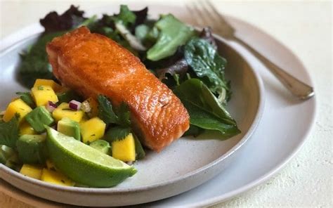 Pan Seared Salmon With Mango Salsa And Avocado Mom S Kitchen Handbook