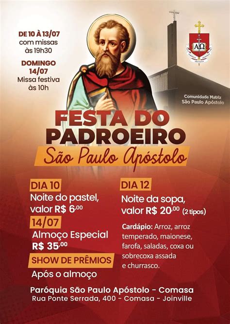 Par Quia Do Bairro Comasa Celebra O Padroeiro S O Paulo Ap Stolo