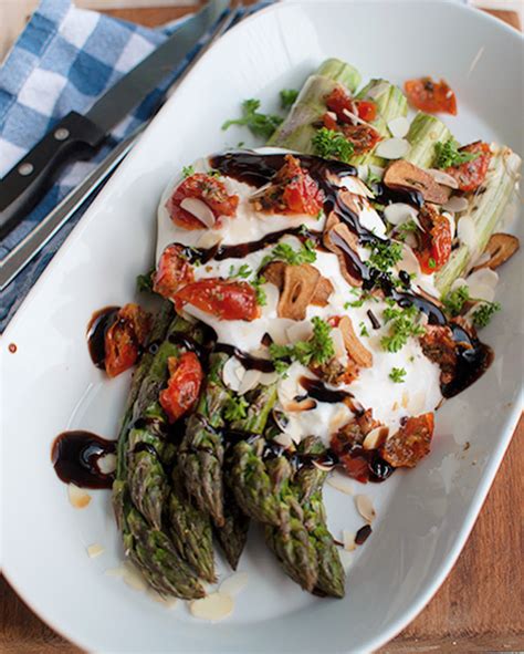 Recept Gegrilde Groene Asperges Met Balsamico En Burrata Savory Sweets