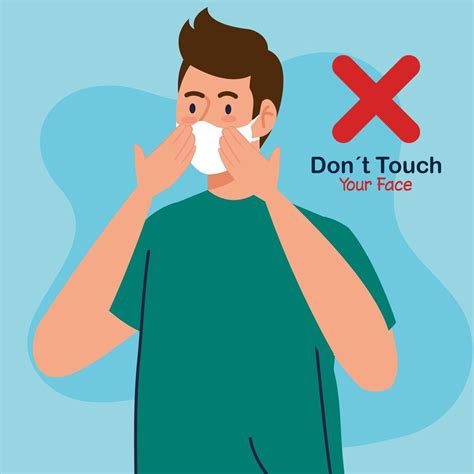 Do Not Touch Your Face Young Man Using Face Mask Avoid Touching Your