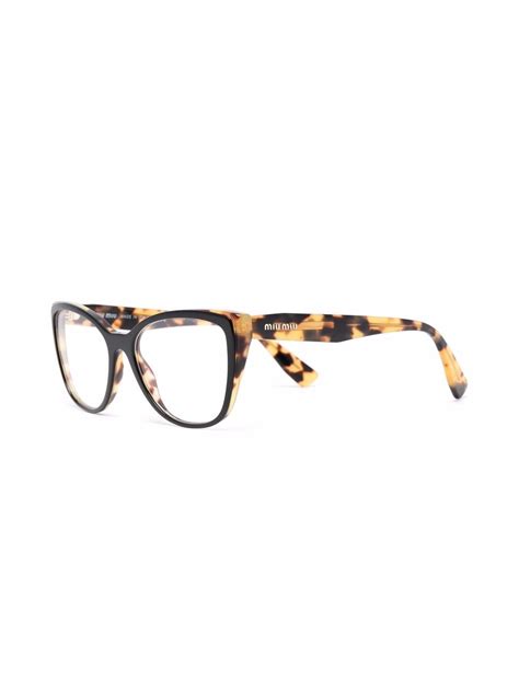 Miu Miu Eyewear Tortoiseshell Effect Cat Eye Glasses Farfetch