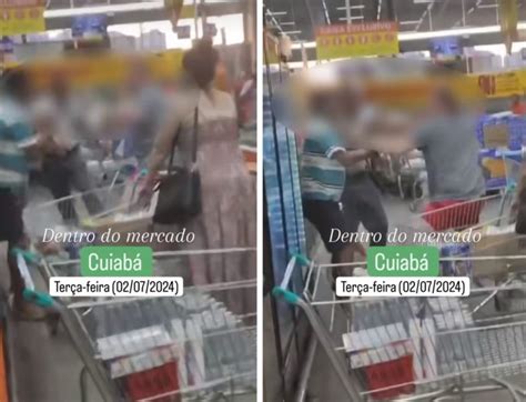 Clientes trocam socos dentro de atacado em Cuiabá vídeo FOLHAMAX