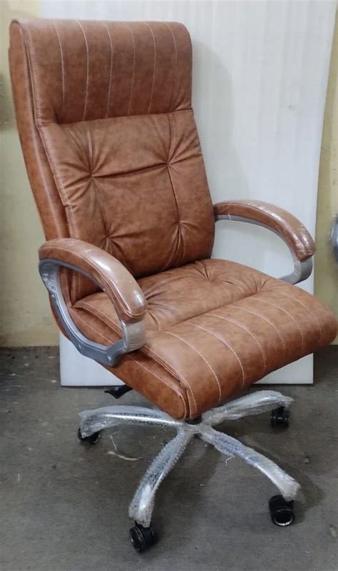 High Back Brown 25 Inch Leather Revolving Office Chair At Rs 4500 In