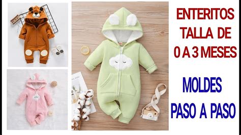 ENTERITOS PARA BEBES EN TALLA DE 0 A 3 MESES MOLDES PASO A PASO