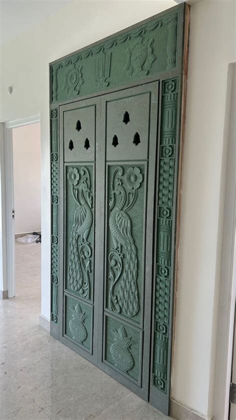 Pooja Room Door Carving MDF In 2024 Wood Wall Design Pooja Rooms