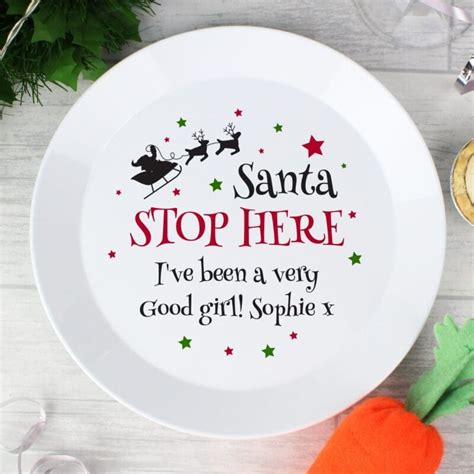 Personalised Felt Stitch Santa Stop Here Wooden Sign ForYou Ie