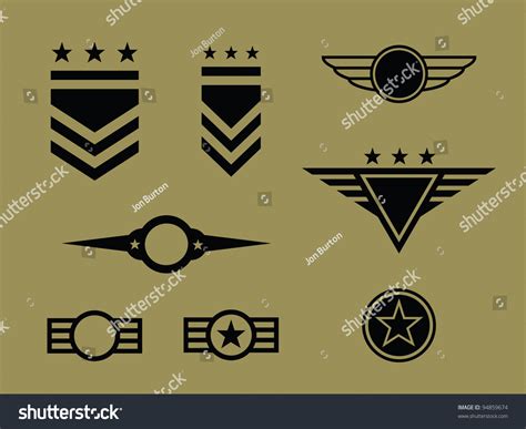 Set Military Badge Symbols Stock Vector 94859674 Shutterstock