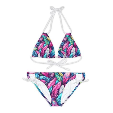 Colorful Strappy Bikini Set AOP Bikini Print Gift For Her Etsy