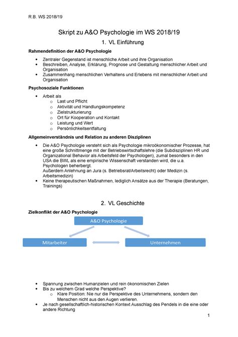 Skript Zu A O Zusammenfassung Arbeits Organisations Und