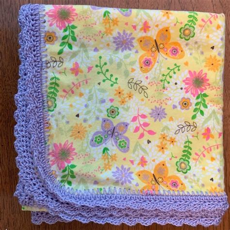 Crochet Edge Flannel Baby Blanket Etsy