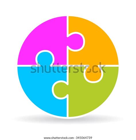 Four Part Puzzle Diagram Vector Illustration Stock Vector Royalty Free