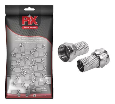 Kit 100 Conector F Rg 6 Rosca P Cabo Coaxial Qualidade Parcelamento