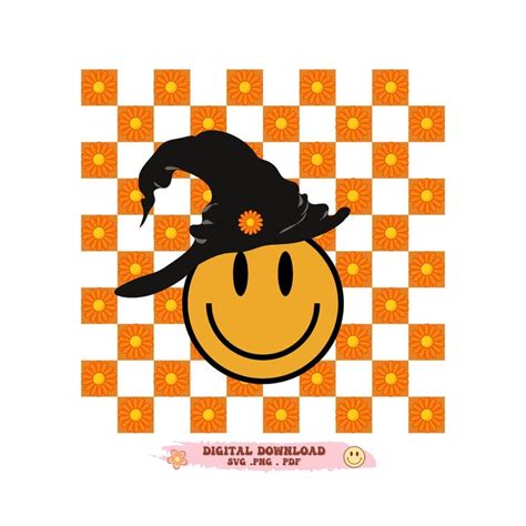 Halloween Smiley Face Svg Dxf Halloween Retro Flowers Checkered