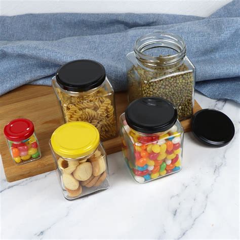 Honey Jam Spice Empty 200ml Square Glass Jar With Metal Lug Cap China Bean Food Jar And Honey