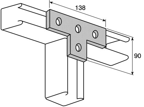 P Ss Unistrut Stainless Steel T Shape Bracket Hole Mm