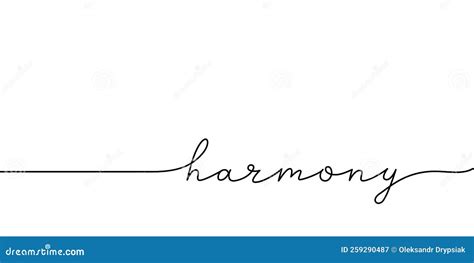 Harmony Word Continuous One Line With Word Minimalistic Drawing Of