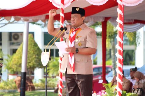 Wagub Kalteng Edy Pratowo Pimpin Upacara Hari Pramuka Ke 62 Tahun 2023