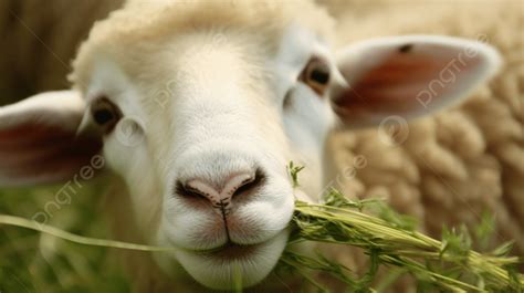 Fondo La Oveja Est Comiendo Hierba En La Hierba Fondo Cara De Oveja