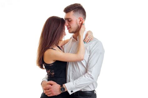 Beautiful Gentle Girl Hugs Her Boyfriend Stock Photo Image Of Love