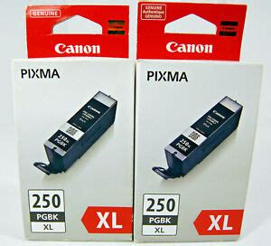 2X LOT PIXMA Ink Cartridge 250 PGBK XL Black Genuine Canon