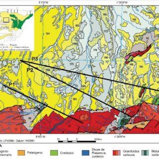 Mapa geológico de la zona de estudio extraído de Rodríguez Fernández