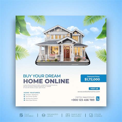 Premium PSD Real Estate House Properties Buy Online Promotion Social