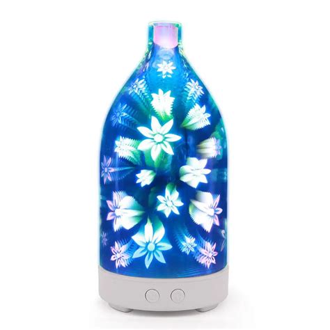 017 3d Colorful Flowers Glass Night Light Aromatherapy Machine Humidifier Ultrasonic Essential