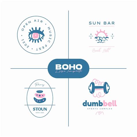 Premium Vector Boho Logo Design Templates Collections Doodle Bohemian Icons And Symbols Set