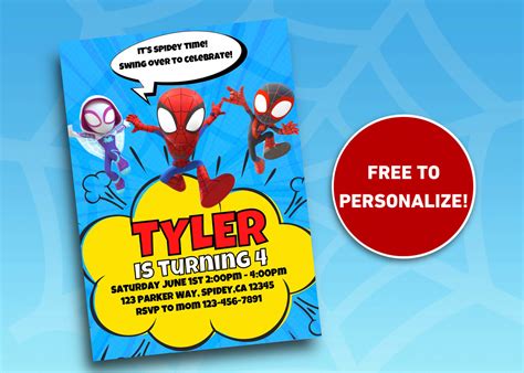 Spidey And His Amazing Friends Birthday Invitation Spider Man Etsy