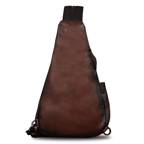 Ivtg Genuine Leather Sling Bag Casual Shoulder Hiking Backpack Vintage