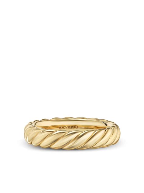 David Yurman Kt Yellow Gold Sculpted Cable Ring Gold Farfetch